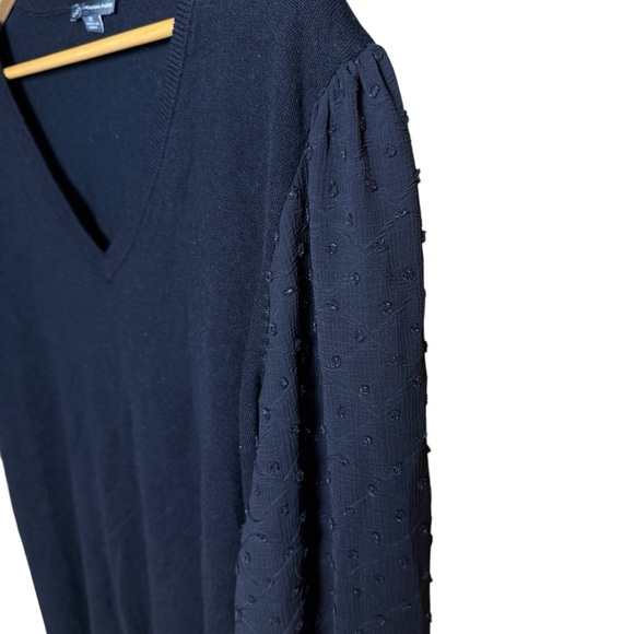 Adrianna Papell Women’s V-neck Pullover Black Textured Sleeves Sweater 2X - Picture 6 of 10